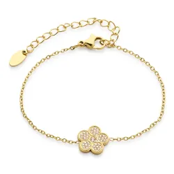waterproof bloem armband in verguld staal - OCEANA