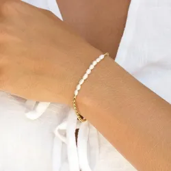 waterproof armband in verguld staal 17 cm x 3,8 mm  - OCEANA