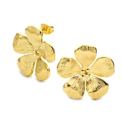 waterproof bloem oorbellen in verguld staal - OCEANA