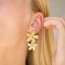 waterproof bloem oorbellen in verguld staal - OCEANA