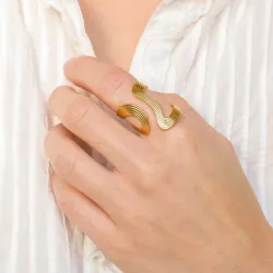 waterproof verstelbaar ring in verguld staal - OCEANA