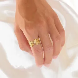 waterproof bloem ring in verguld staal - OCEANA