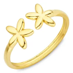 waterproof bloem ring in verguld staal - OCEANA