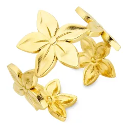 waterproof bloem verstelbaar ring in verguld staal - OCEANA