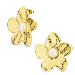 waterproof bloem oorbellen in verguld staal - OCEANA
