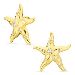 waterproof zeester oorbellen in verguld staal - OCEANA