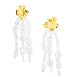 waterproof bloem parel oorbellen in verguld staal - OCEANA