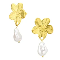 waterproof bloem oorbellen in verguld staal - OCEANA