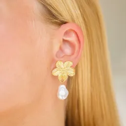 waterproof bloem oorbellen in verguld staal - OCEANA