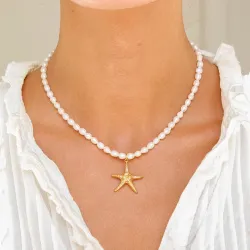 waterproof zeester ketting in verguld staal - OCEANA