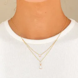 waterproof zirkoon ketting in verguld staal - OCEANA