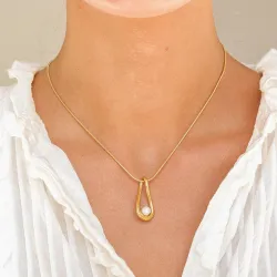 waterproof druppel ketting in verguld staal - OCEANA