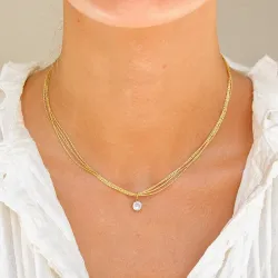 waterproof zirkoon ketting in verguld staal - OCEANA