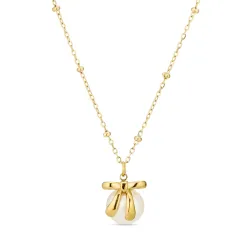 waterproof parel ketting in verguld staal - OCEANA