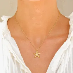 waterproof zeester ketting in verguld staal - OCEANA