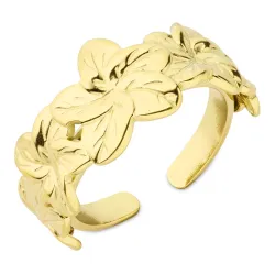 waterproof bloem ring in verguld staal - OCEANA