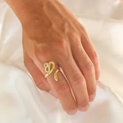 waterproof slangen ring in verguld staal - OCEANA