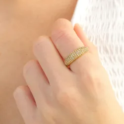 waterproof zirkoon ring met een fout in verguld staal - OCEANA