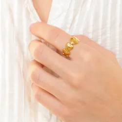 waterproof hart ring in verguld staal - OCEANA