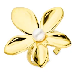 waterproof bloem verstelbaar ring in verguld staal - OCEANA