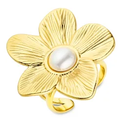 waterproof bloem ring in verguld staal - OCEANA
