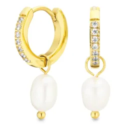 waterproof parel oorbellen in verguld staal - OCEANA