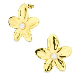 waterproof bloem oorbellen in verguld staal - OCEANA