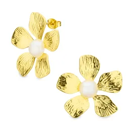 waterproof bloem oorbellen in verguld staal - OCEANA