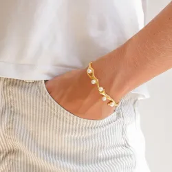 waterproof parel armband in verguld staal - OCEANA