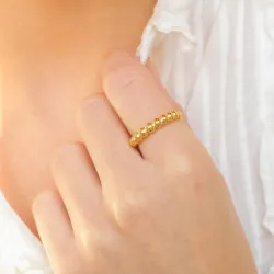 waterproof bolletje ring in verguld staal - OCEANA
