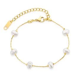 waterproof parel armband in verguld staal - OCEANA