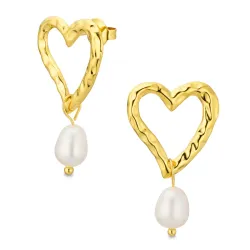 waterproof hart parel oorbellen in verguld staal - OCEANA