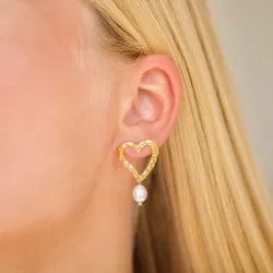 waterproof hart parel oorbellen in verguld staal - OCEANA
