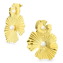 waterproof bloem oorbellen in verguld staal - OCEANA