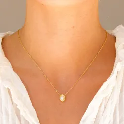 waterproof parel ketting in verguld staal - OCEANA