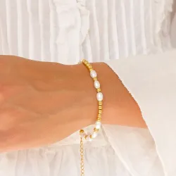 waterproof parel armband in verguld staal - OCEANA