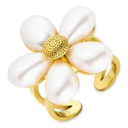 waterproof parel ring in verguld staal - OCEANA