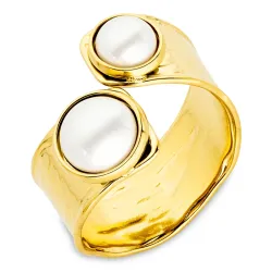 waterproof parel ring in verguld staal - OCEANA