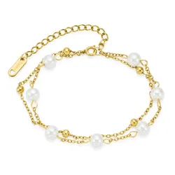 waterproof parel armband in verguld staal - OCEANA