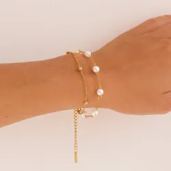 waterproof parel armband in verguld staal - OCEANA