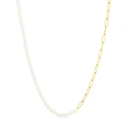 waterproof parel ketting in verguld staal - OCEANA