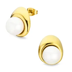 waterproof parel oorbellen in verguld staal - OCEANA