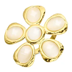 waterproof bloem verstelbaar ring in verguld staal - OCEANA