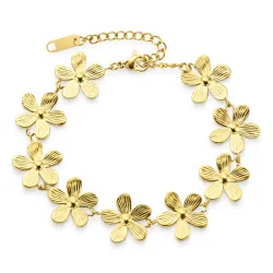 waterproof bloem armband in verguld staal - OCEANA