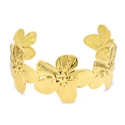 waterproof bloem armband in verguld staal - OCEANA
