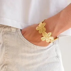 waterproof bloem armband in verguld staal - OCEANA