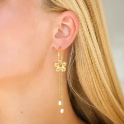 waterproof bloem parel oorbellen in verguld staal - OCEANA