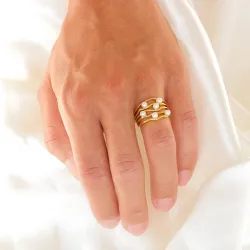 waterproof parel ring in verguld staal - OCEANA