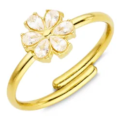 waterproof bloem zirkoon verstelbaar ring in verguld staal - OCEANA