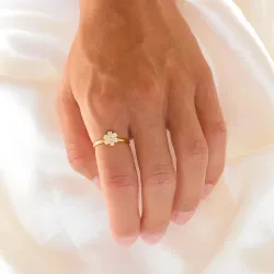 waterproof bloem zirkoon verstelbaar ring in verguld staal - OCEANA